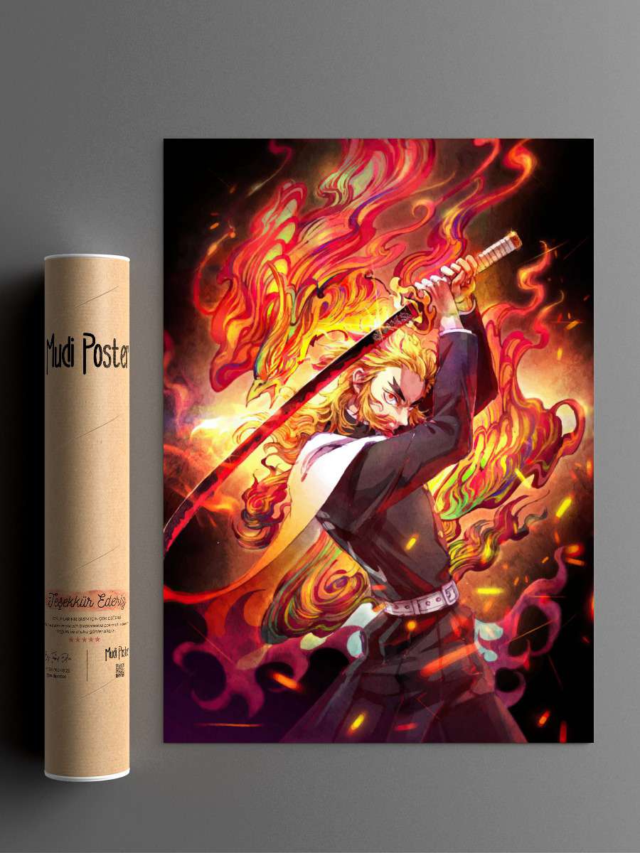 Demon Slayer Rengoku Anime Poster Çerçevesiz Yüksek Kalite Anime Duvar Poster
