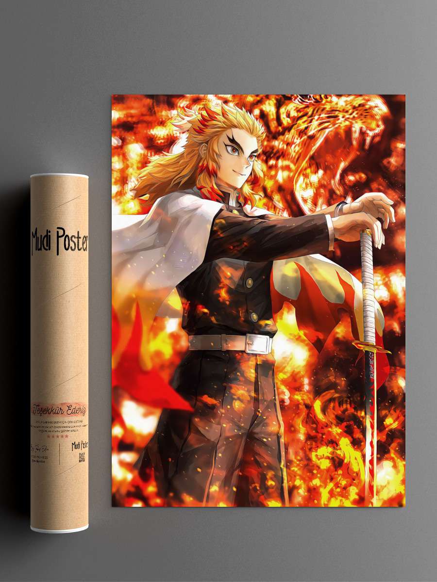 Demon Slayer Rengoku Anime Poster Çerçevesiz Yüksek Kalite Anime Duvar Poster