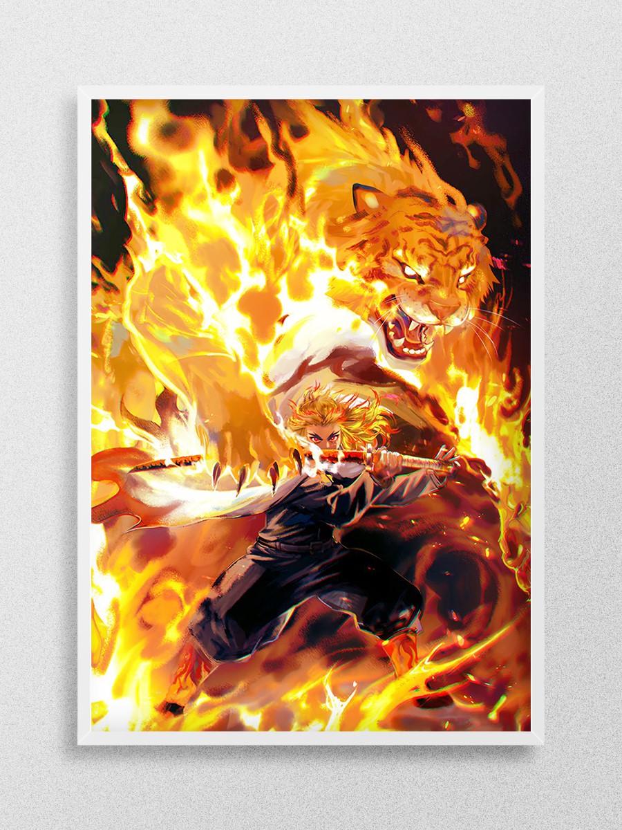 Demon Slayer Rengoku Anime Poster Çerçevesiz Yüksek Kalite Anime Duvar Poster