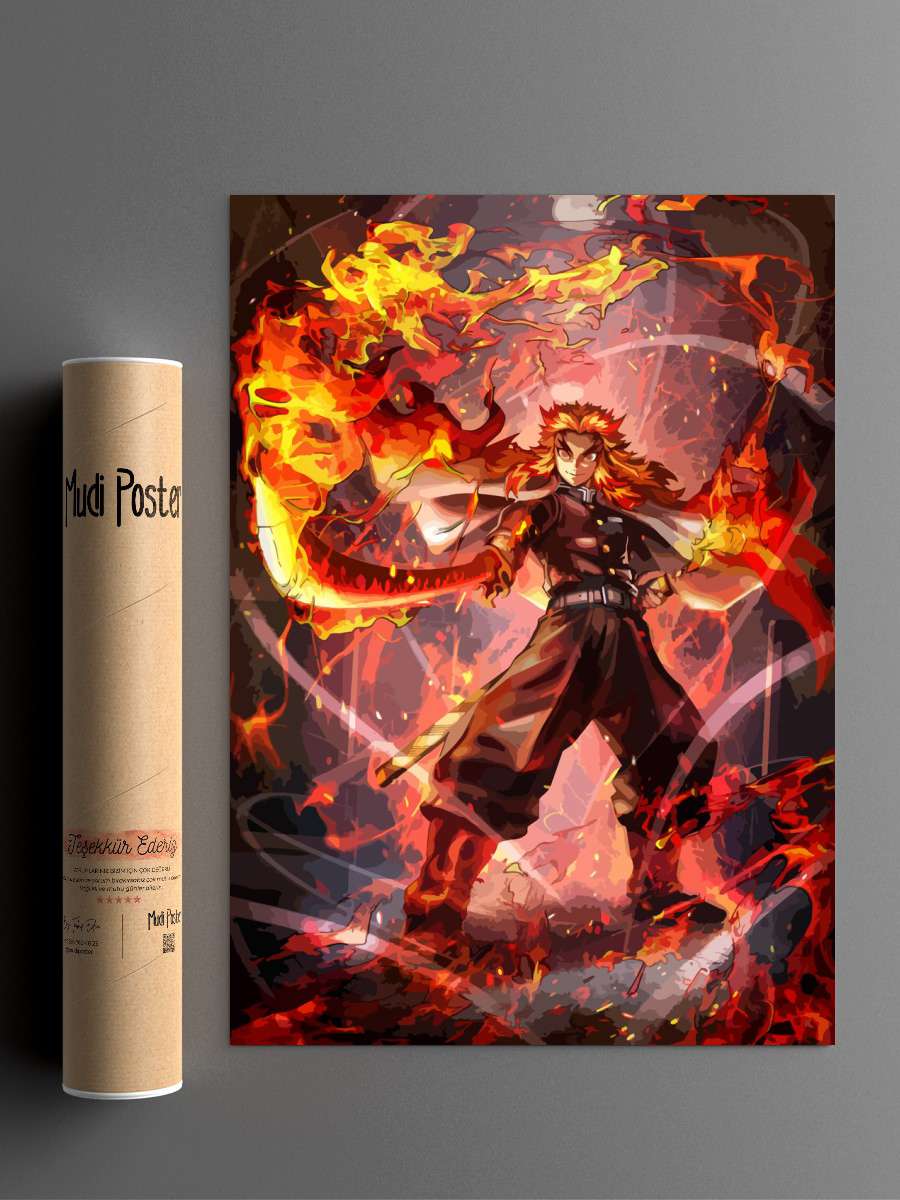 Demon Slayer Rengoku Anime Poster Çerçevesiz Yüksek Kalite Anime Duvar Poster