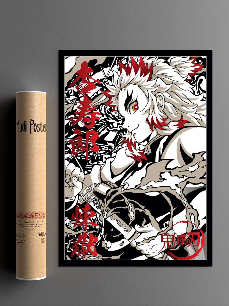 Demon Slayer Rengoku Anime Poster Çerçevesiz Yüksek Kalite Anime Duvar Poster