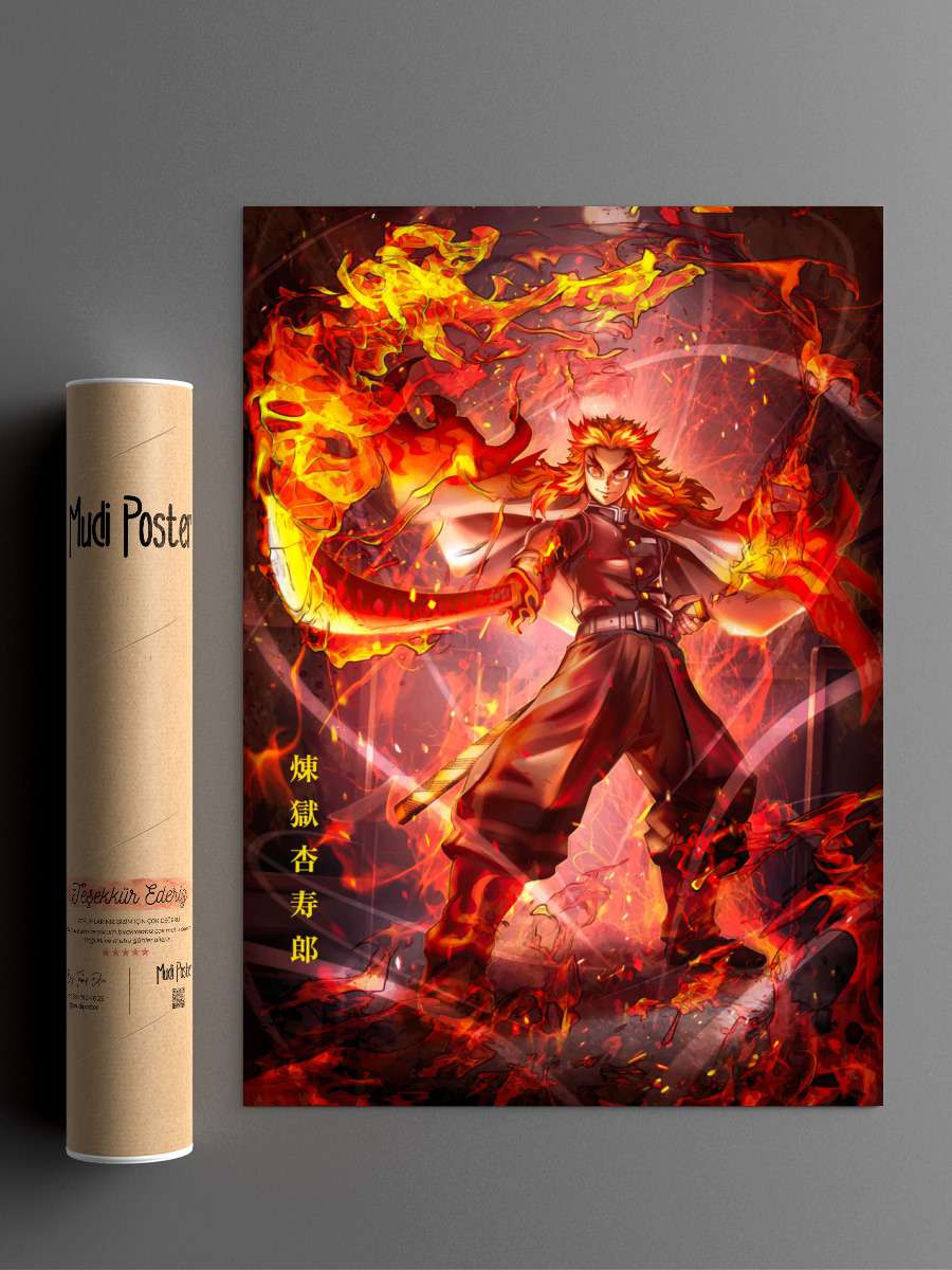 Demon Slayer Rengoku Anime Poster Çerçevesiz Yüksek Kalite Anime Duvar Poster