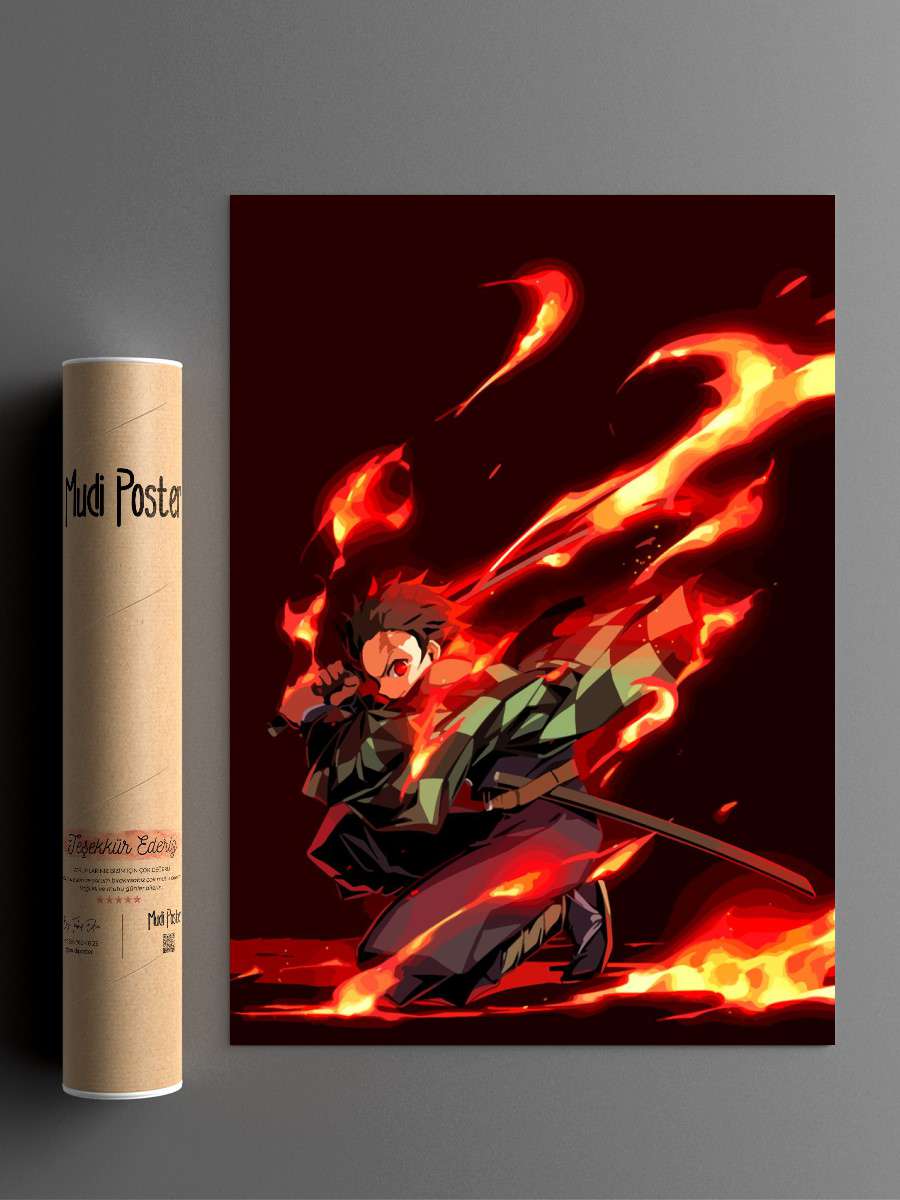 Demon Slayer Tanjiro Anime Poster Çerçevesiz Yüksek Kalite Anime Duvar Poster