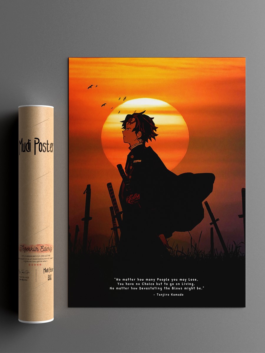 demon slayer tanjiro Anime Poster Çerçevesiz Yüksek Kalite Anime Duvar Poster