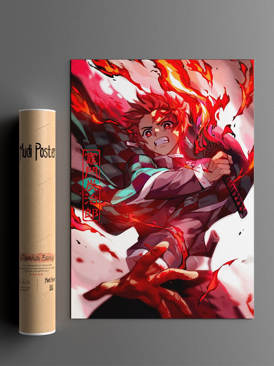 Demon Slayer Tanjiro Anime Poster Çerçevesiz Yüksek Kalite Anime Duvar Poster