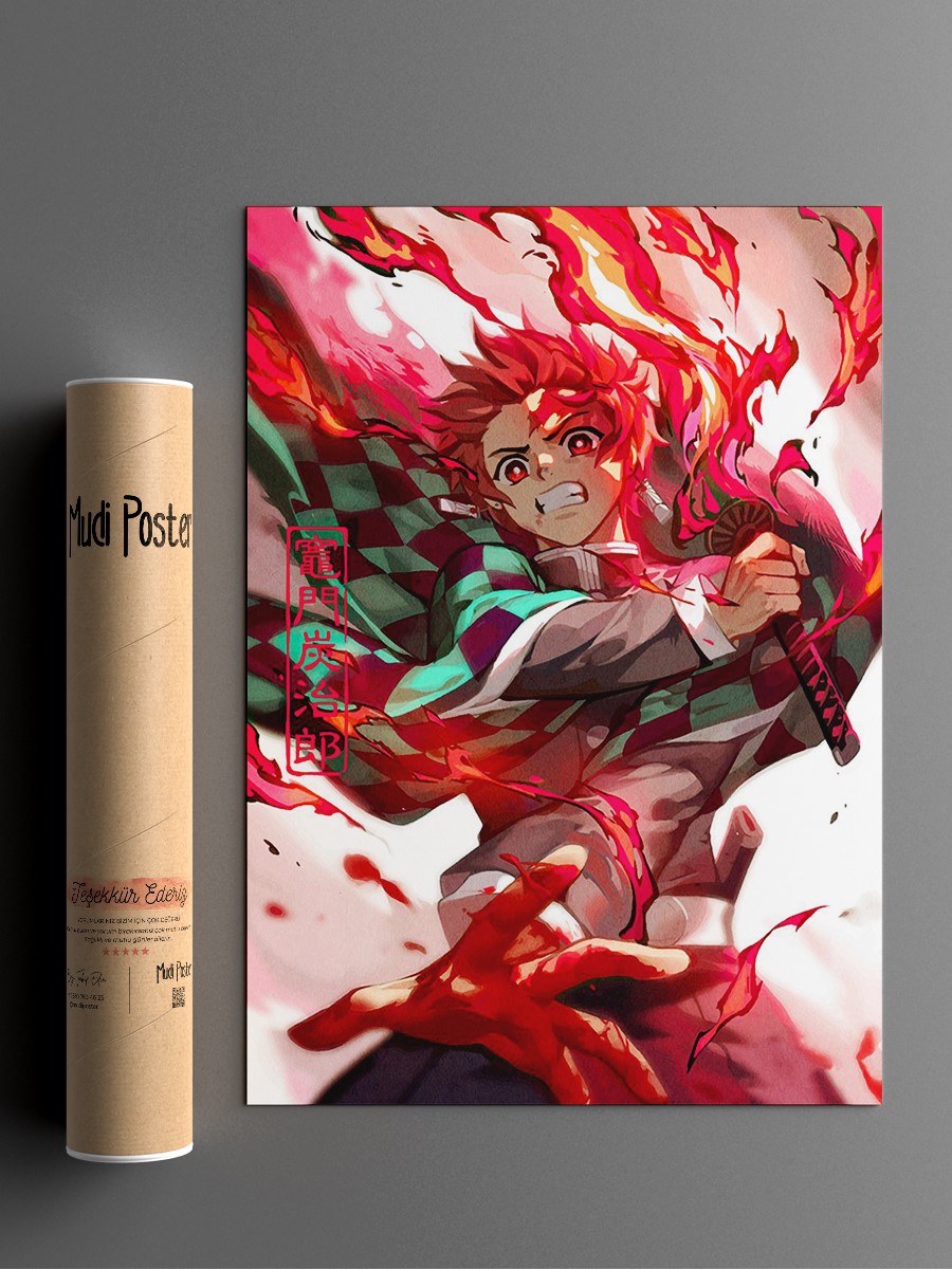 Demon Slayer Tanjiro Anime Poster Çerçevesiz Yüksek Kalite Anime Duvar Poster