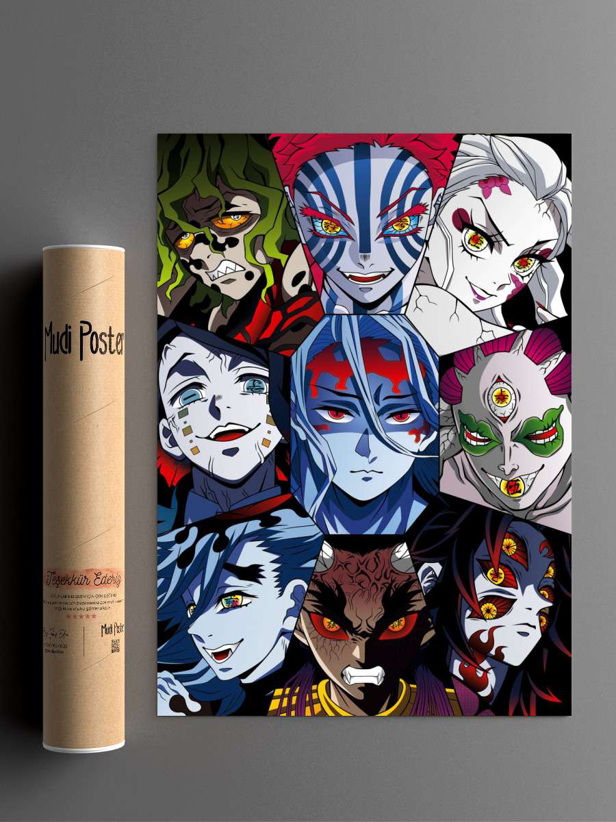 Demon Slayer Upper Moon Anime Poster Çerçevesiz Yüksek Kalite Anime Duvar Poster