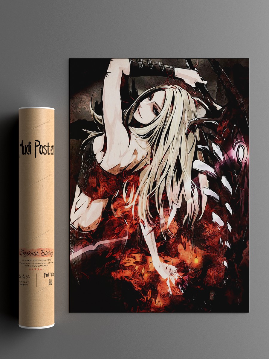 Demon Sword Girl Anime Poster Çerçevesiz Yüksek Kalite Anime Duvar Poster