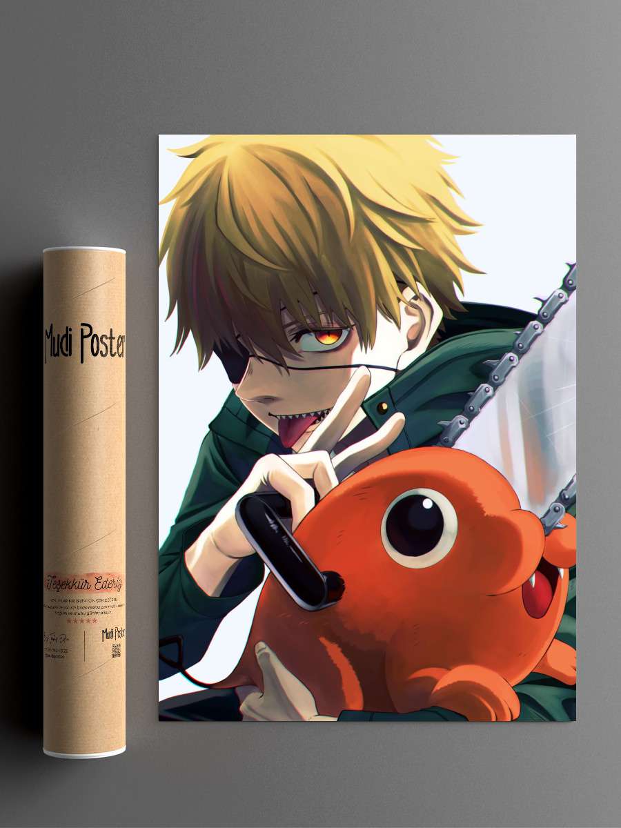 Denji Chainsaw Man Anime Poster Çerçevesiz Yüksek Kalite Anime Duvar Poster