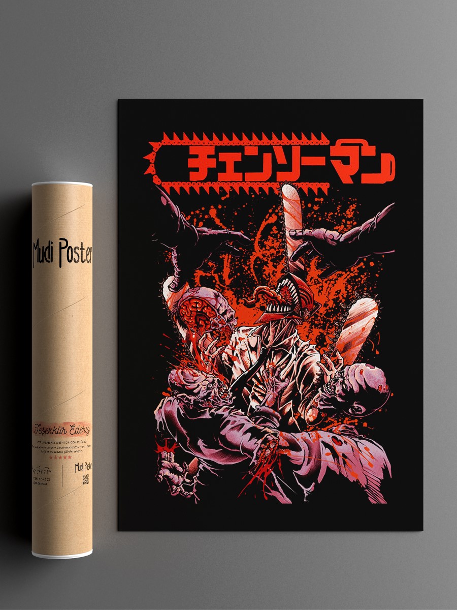 Denji Chainsaw Man Anime Poster Çerçevesiz Yüksek Kalite Anime Duvar Poster