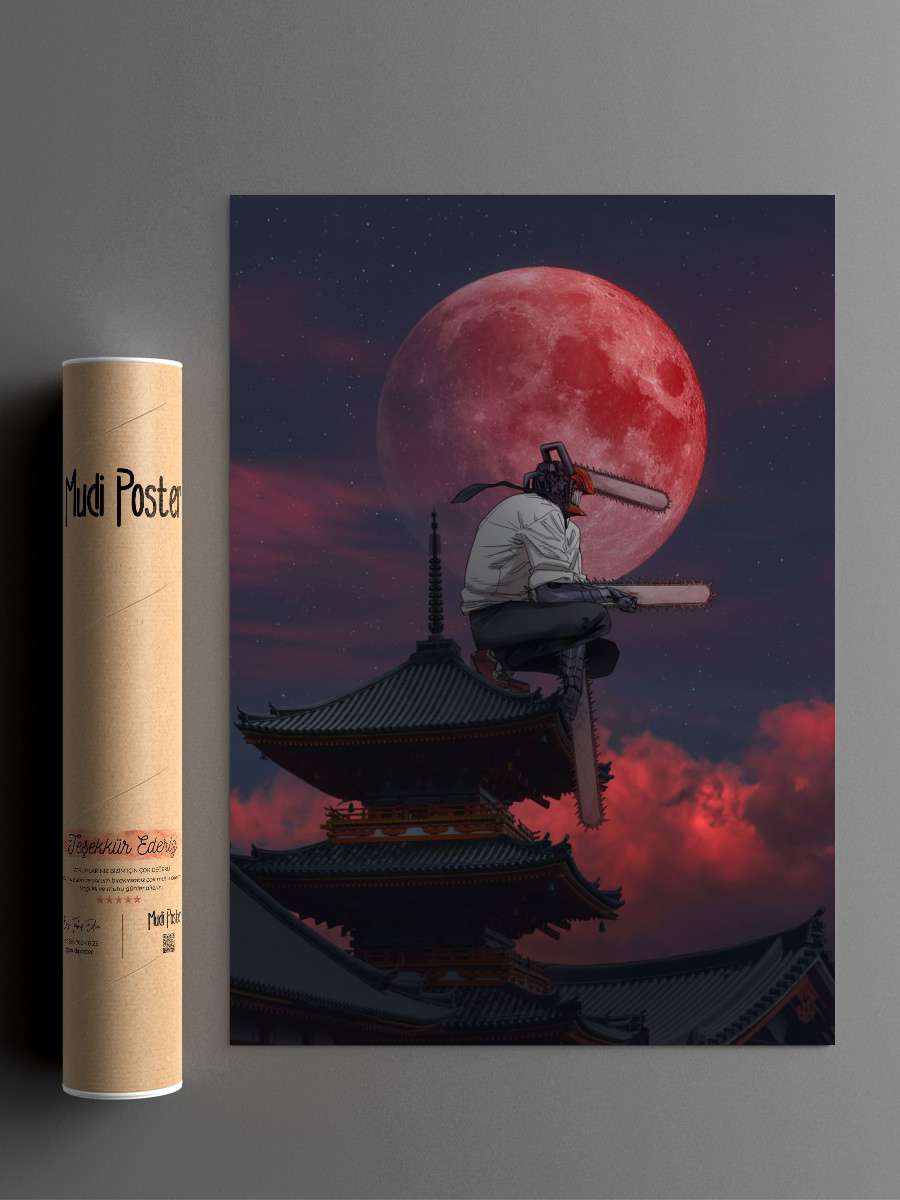 Denji Chainsaw Man Anime Poster Çerçevesiz Yüksek Kalite Anime Duvar Poster