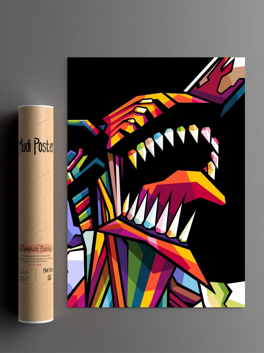 Denji Chainsaw Man WPAP Anime Poster Çerçevesiz Yüksek Kalite Anime Duvar Poster