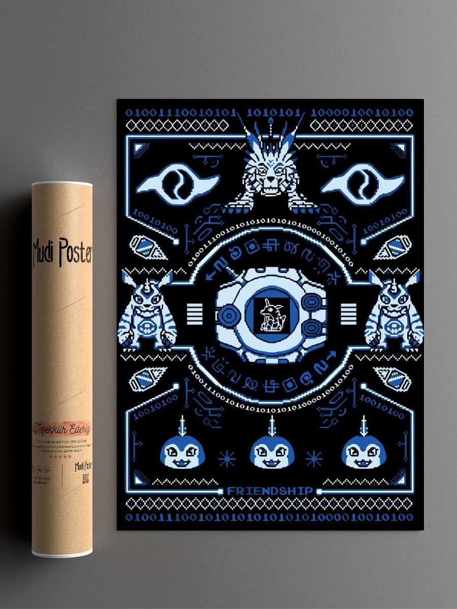 Digital Monster Minimalist Anime Poster Çerçevesiz Yüksek Kalite Anime Duvar Poster