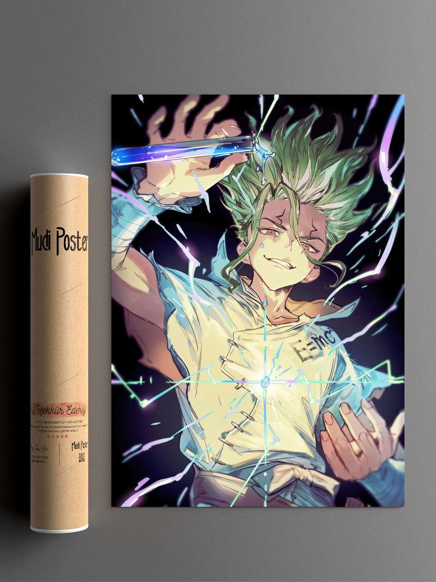 Dr Stone Ishigami Senku Anime Poster Çerçevesiz Yüksek Kalite Anime Duvar Poster