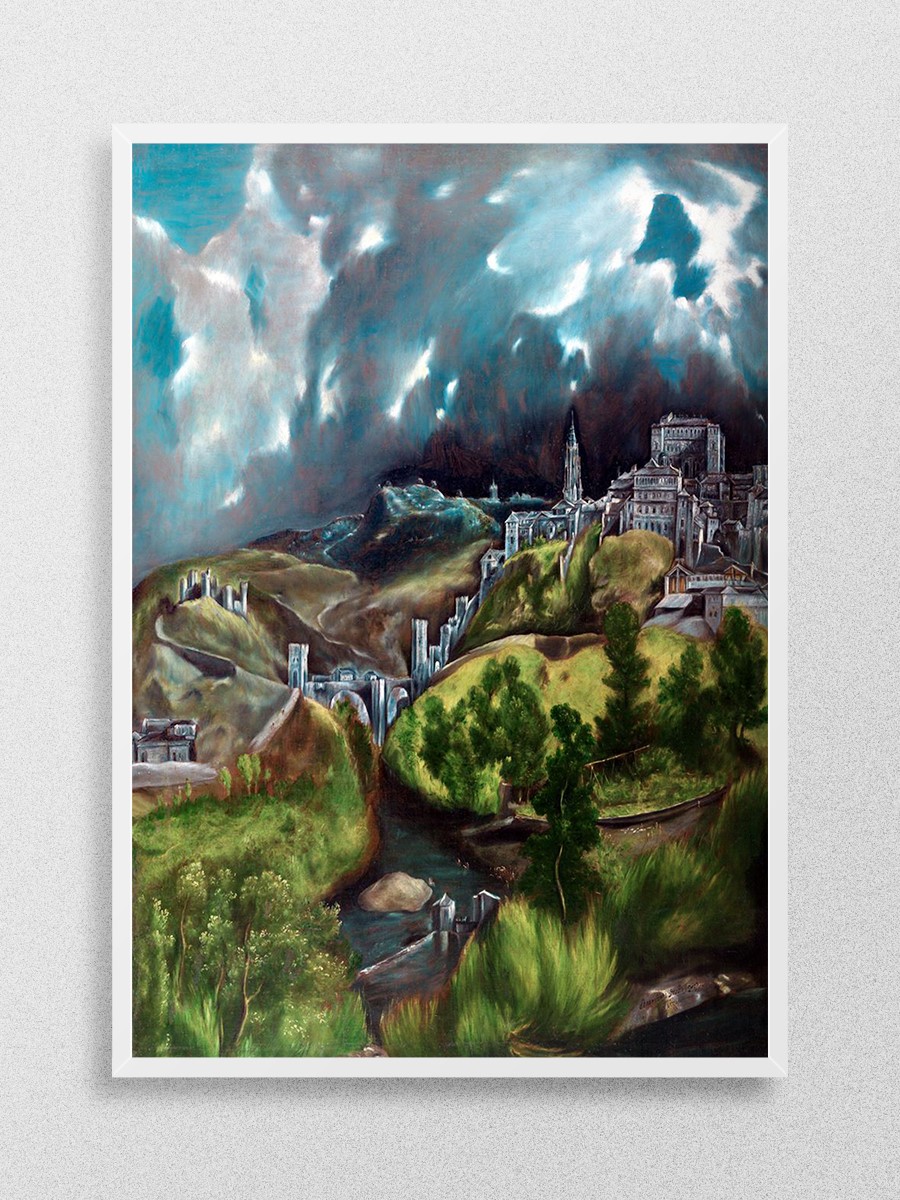 El Greco View of Toledo Tablo Sanatsal Ünlü Ressam Poster Çerçevesiz Yüksek Kalite Poster