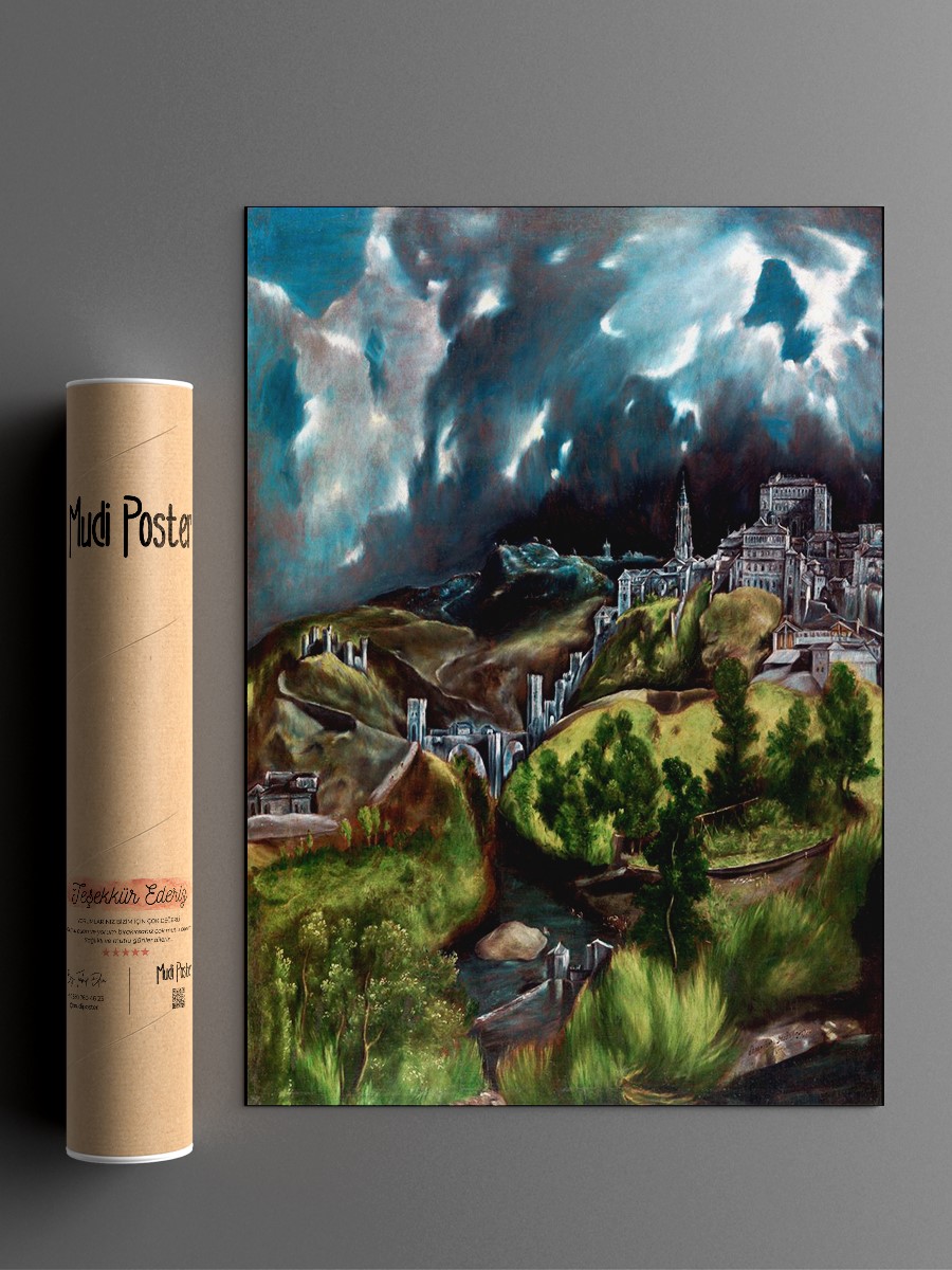 El Greco View of Toledo Tablo Sanatsal Ünlü Ressam Poster Çerçevesiz Yüksek Kalite Poster