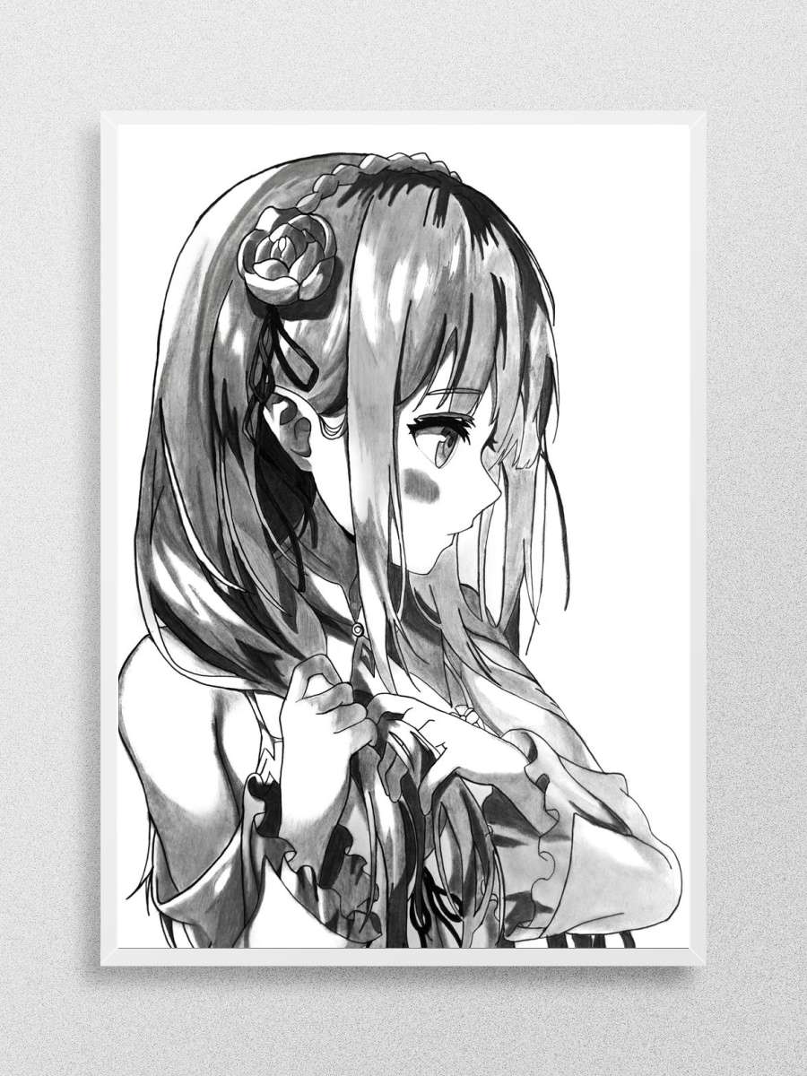 Emilia - Re:Zero Anime Poster Çerçevesiz Yüksek Kalite Anime Duvar Poster