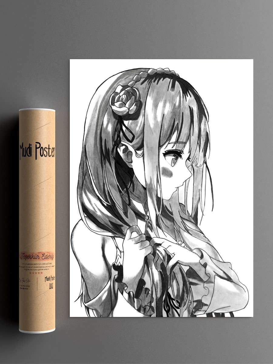 Emilia - Re:Zero Anime Poster Çerçevesiz Yüksek Kalite Anime Duvar Poster