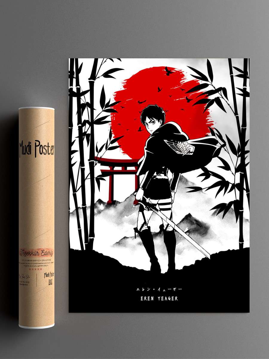 Eren Attack on Titan Anime Poster Çerçevesiz Yüksek Kalite Anime Duvar Poster