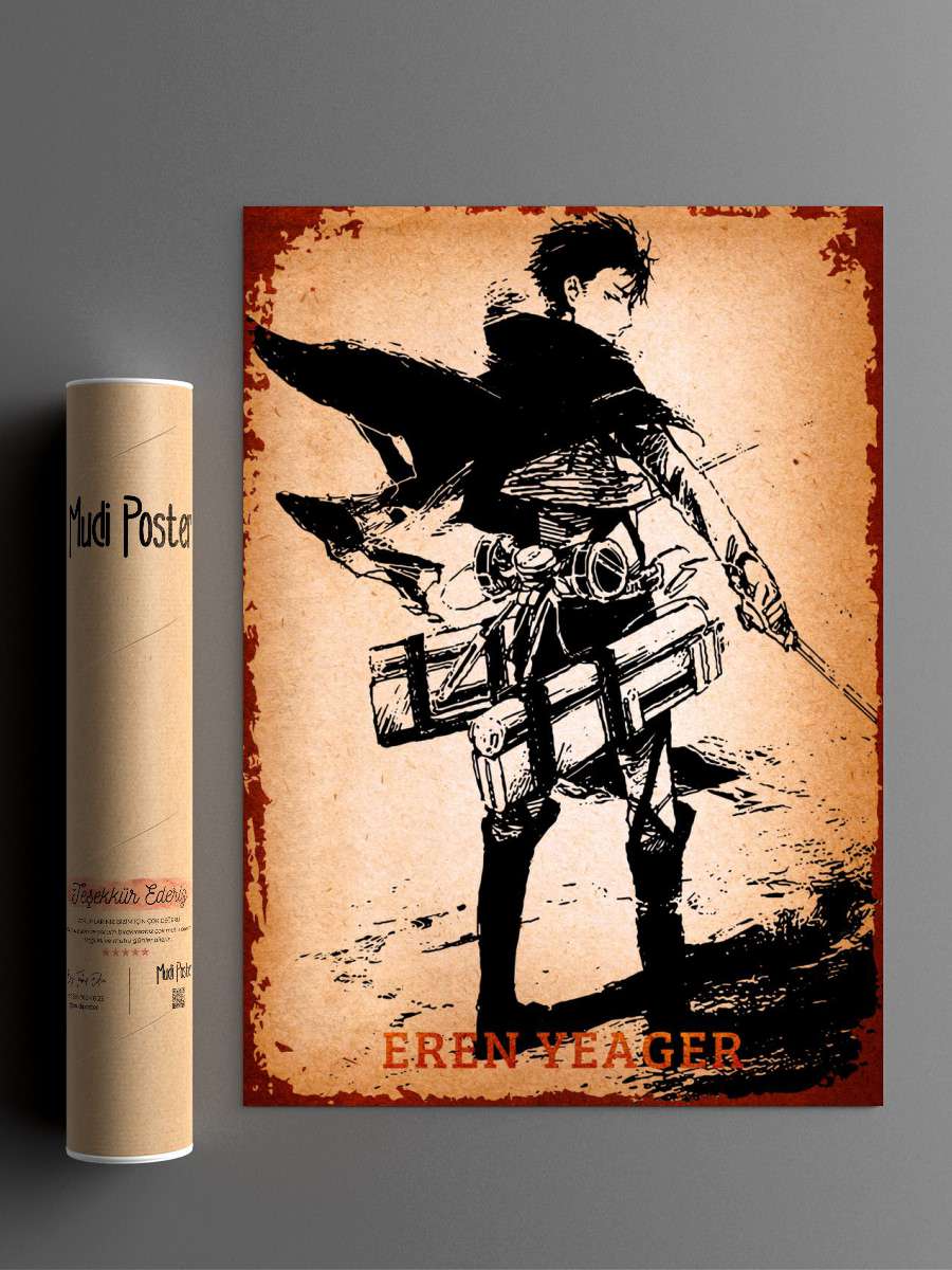 Eren Attack on titan Anime Poster Çerçevesiz Yüksek Kalite Anime Duvar Poster