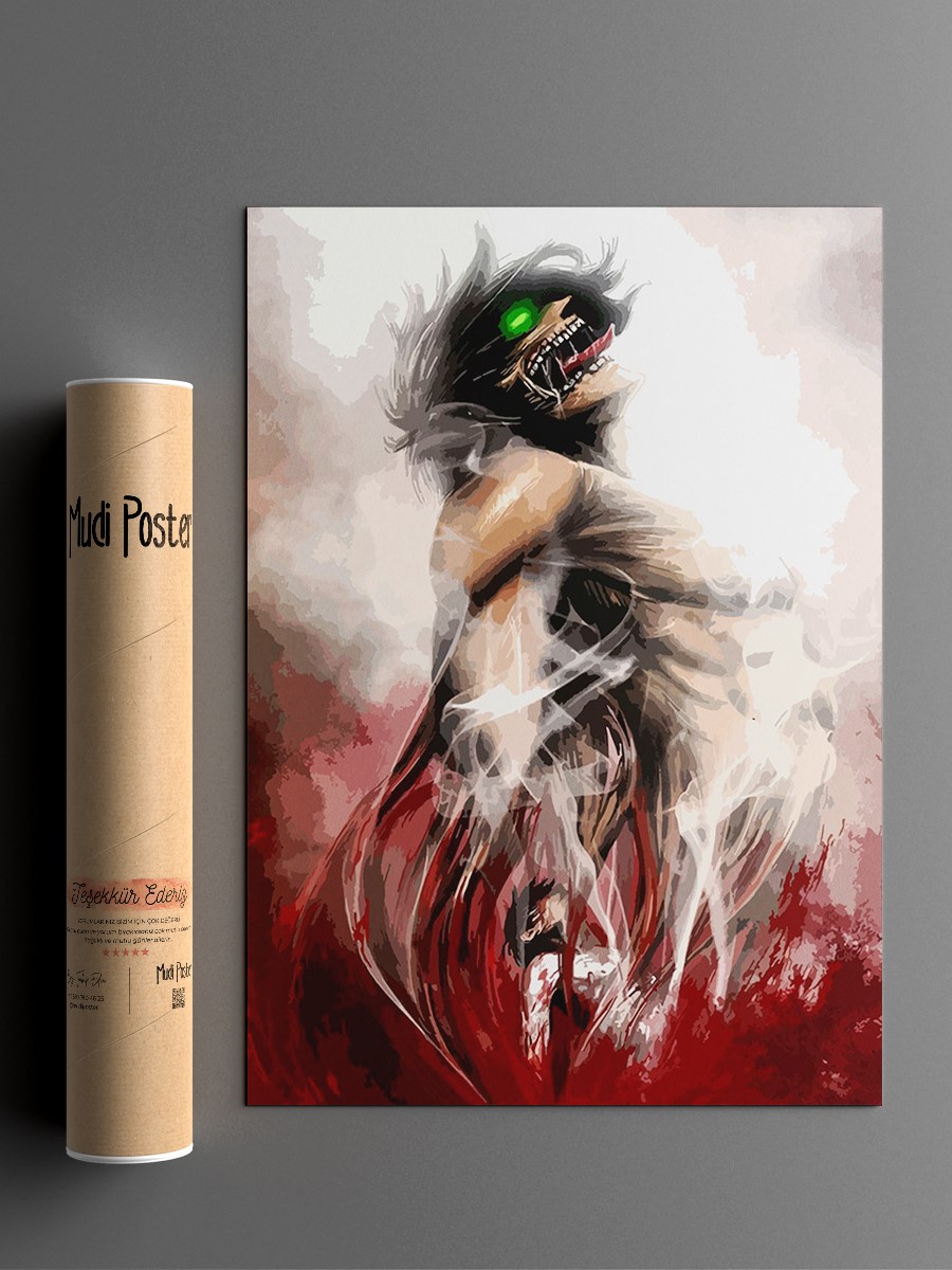 Eren Yeager Titan Anime Poster Çerçevesiz Yüksek Kalite Anime Duvar Poster