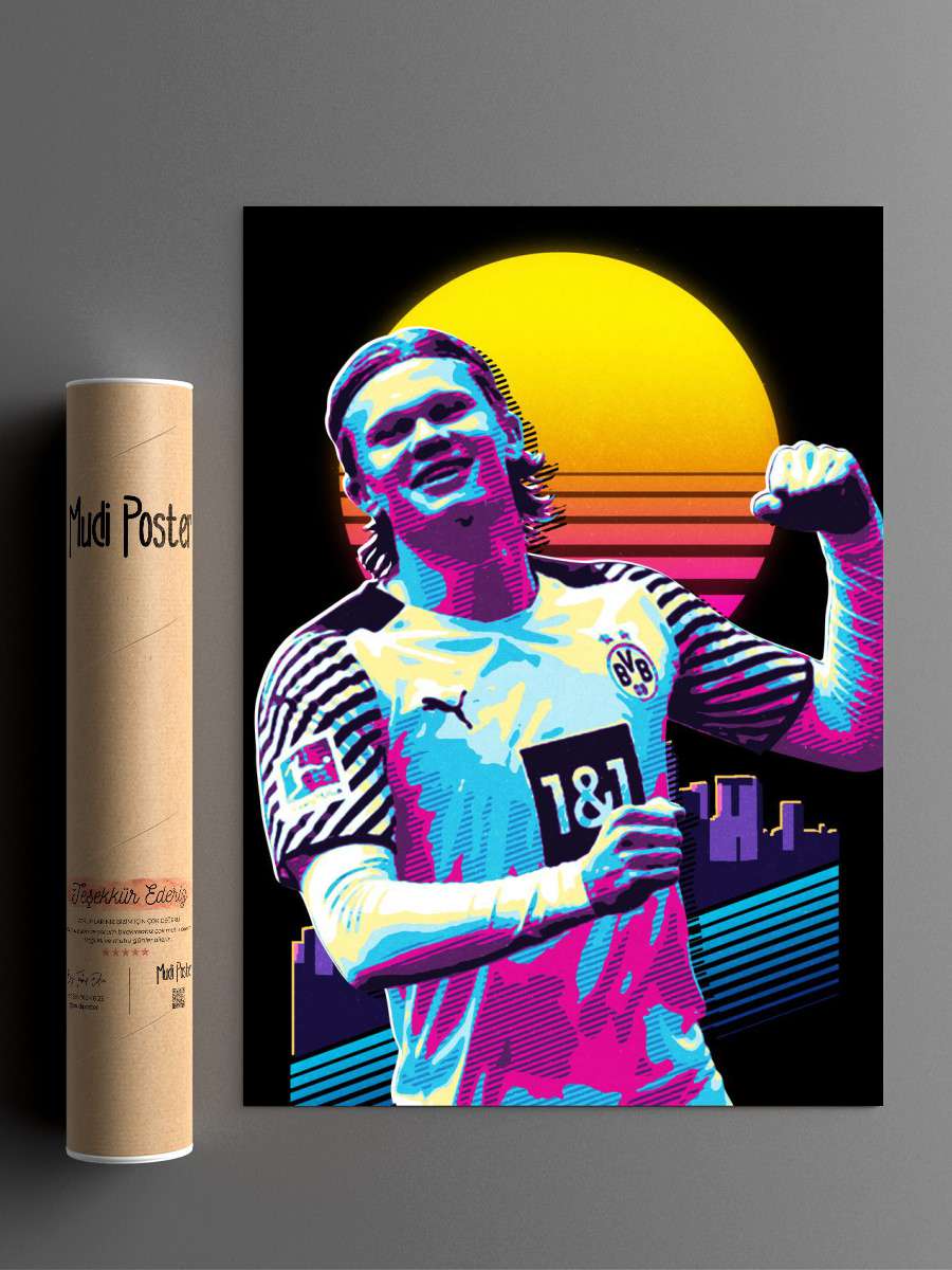 Erling Haaland Futbol Poster Çerçevesiz Yüksek Kalite Futbolcu Duvar Poster