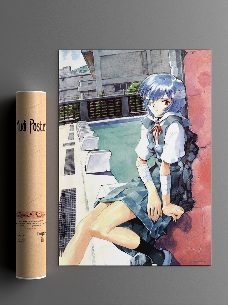 Evangelion Rei Ayanami  Anime Poster Çerçevesiz Yüksek Kalite Anime Duvar Poster