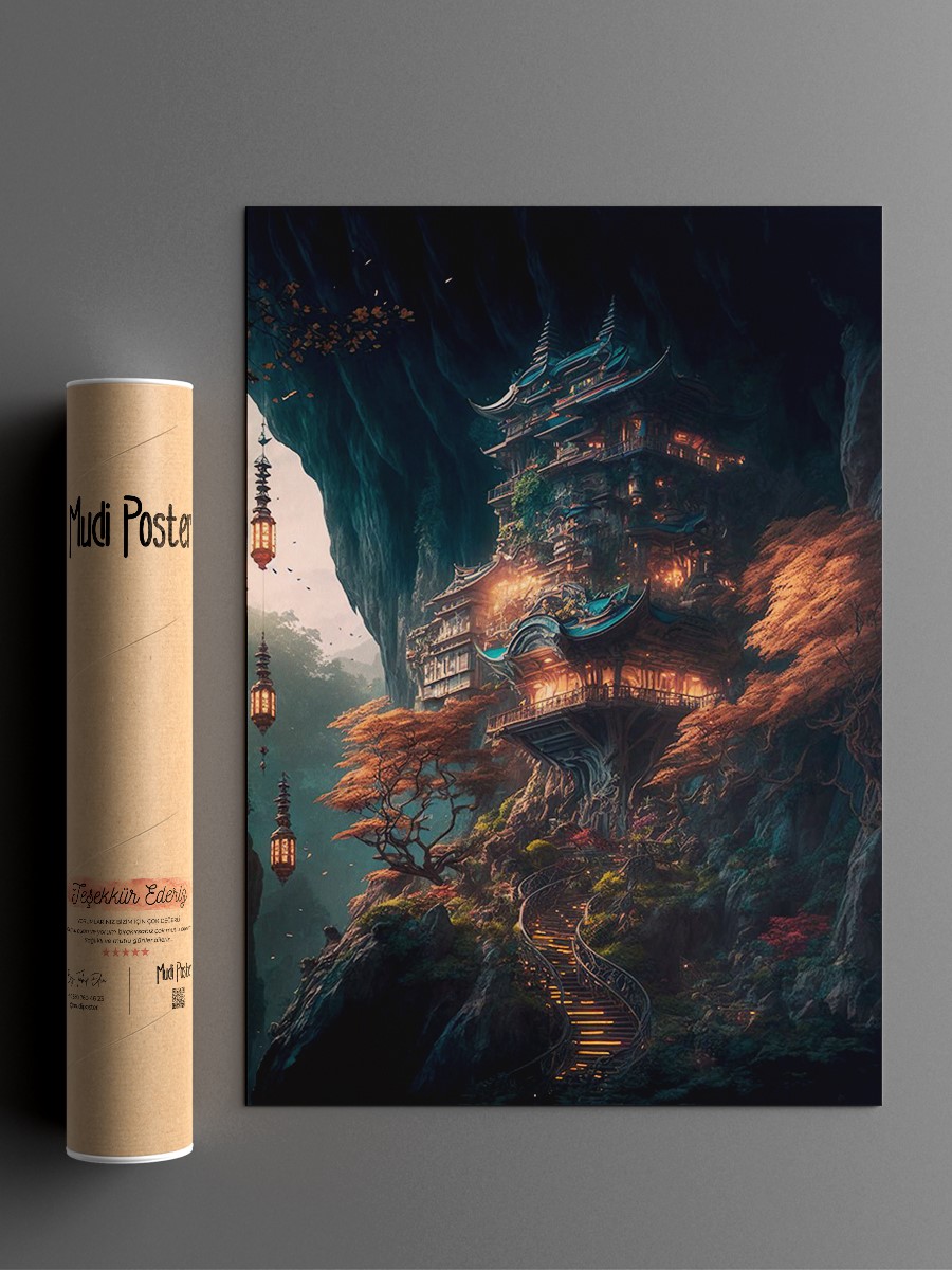 Fantasy Japan House Anime Poster Çerçevesiz Yüksek Kalite Anime Duvar Poster