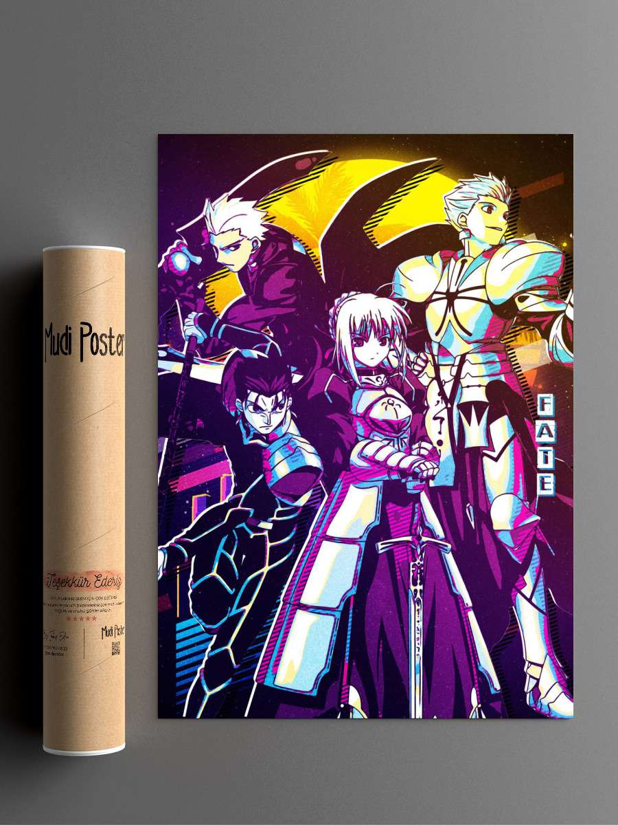 fate retro Anime Poster Çerçevesiz Yüksek Kalite Anime Duvar Poster
