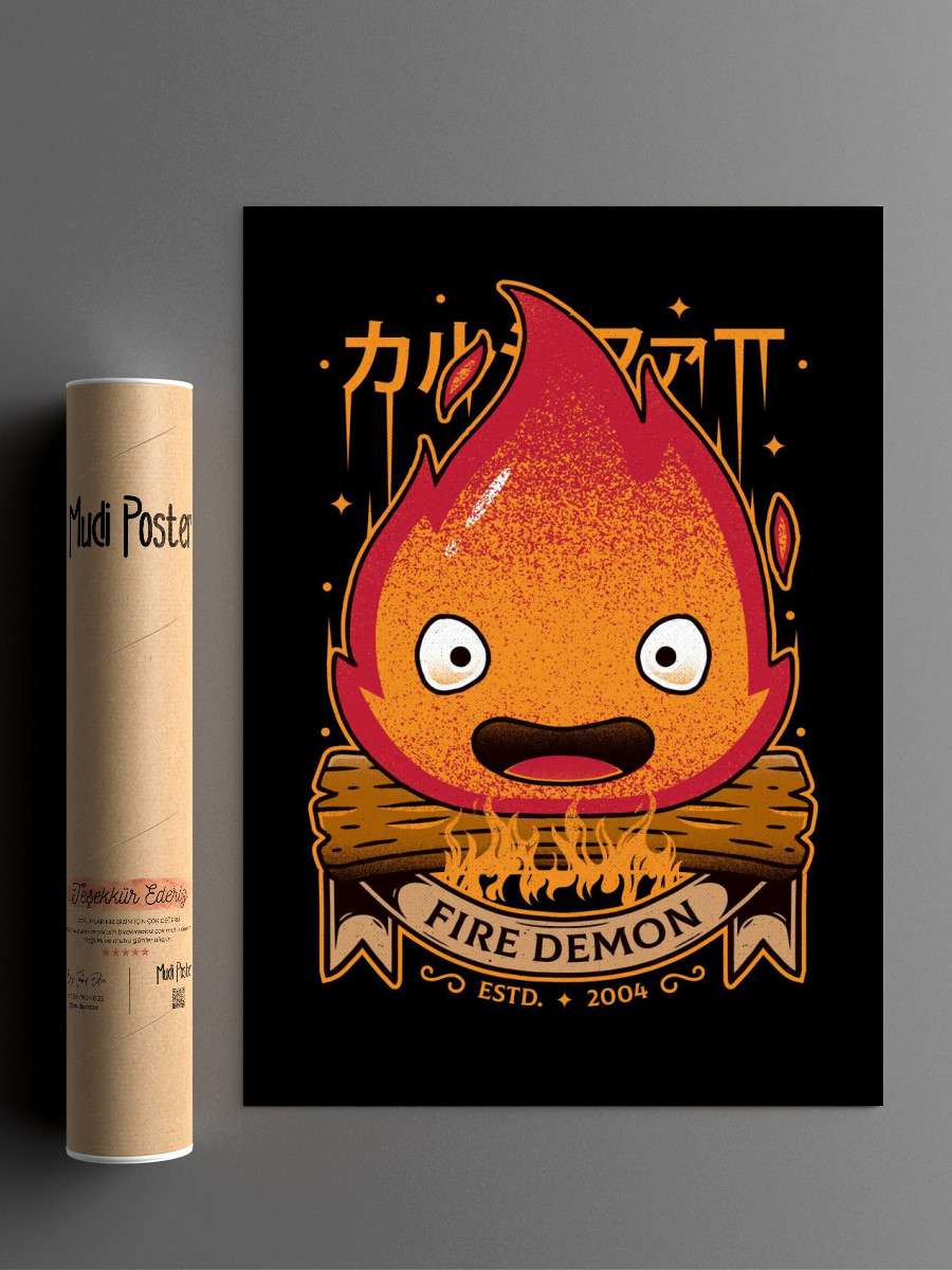 Fire Demon Kawaii Art Anime Poster Çerçevesiz Yüksek Kalite Anime Duvar Poster