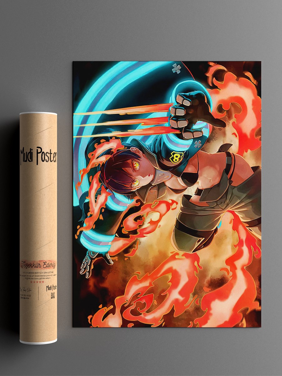 Fire Force Anime Poster Çerçevesiz Yüksek Kalite Anime Duvar Poster