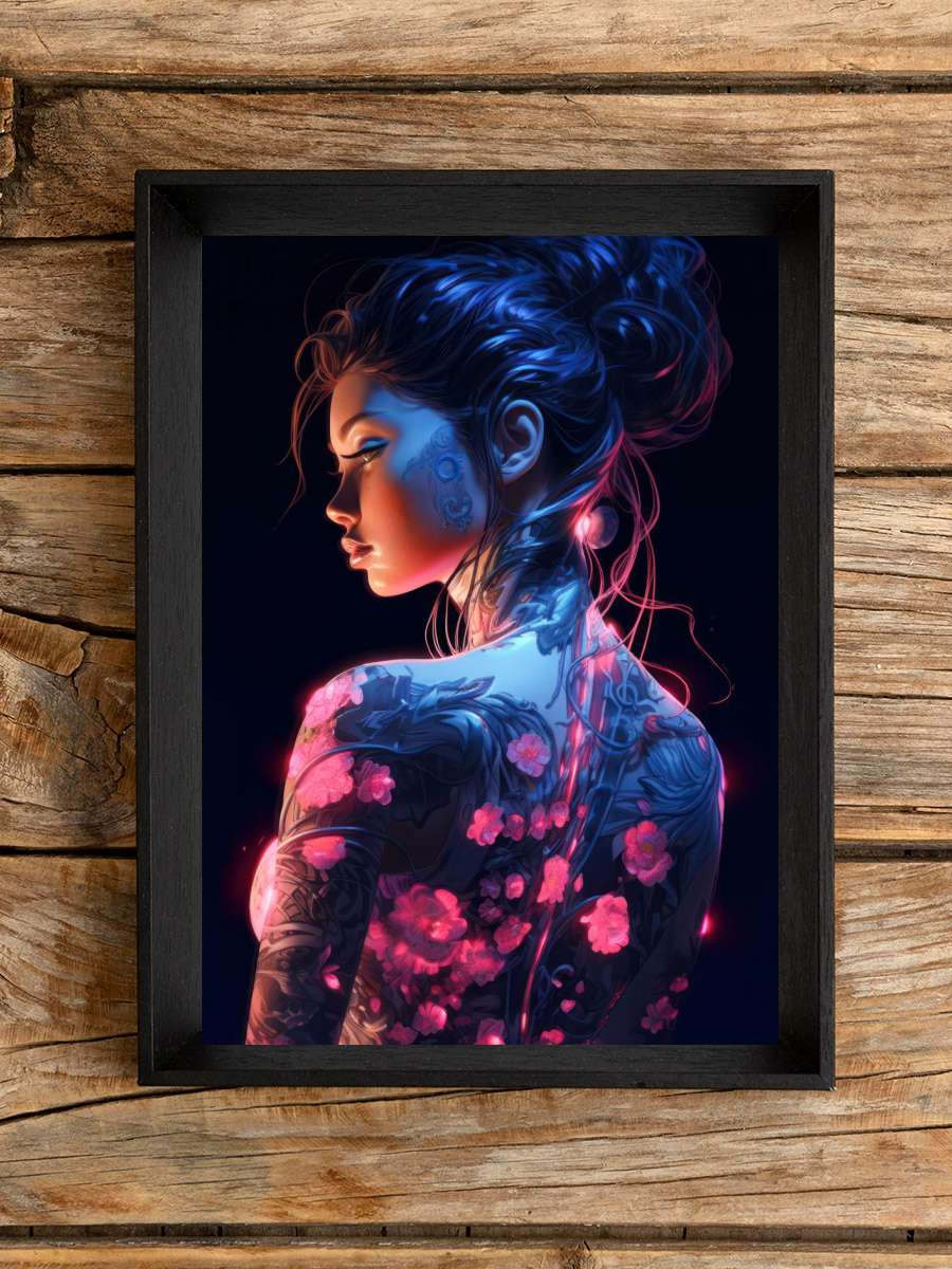 Floral Cyberpunk Girl Anime Poster Çerçevesiz Yüksek Kalite Anime Duvar Poster