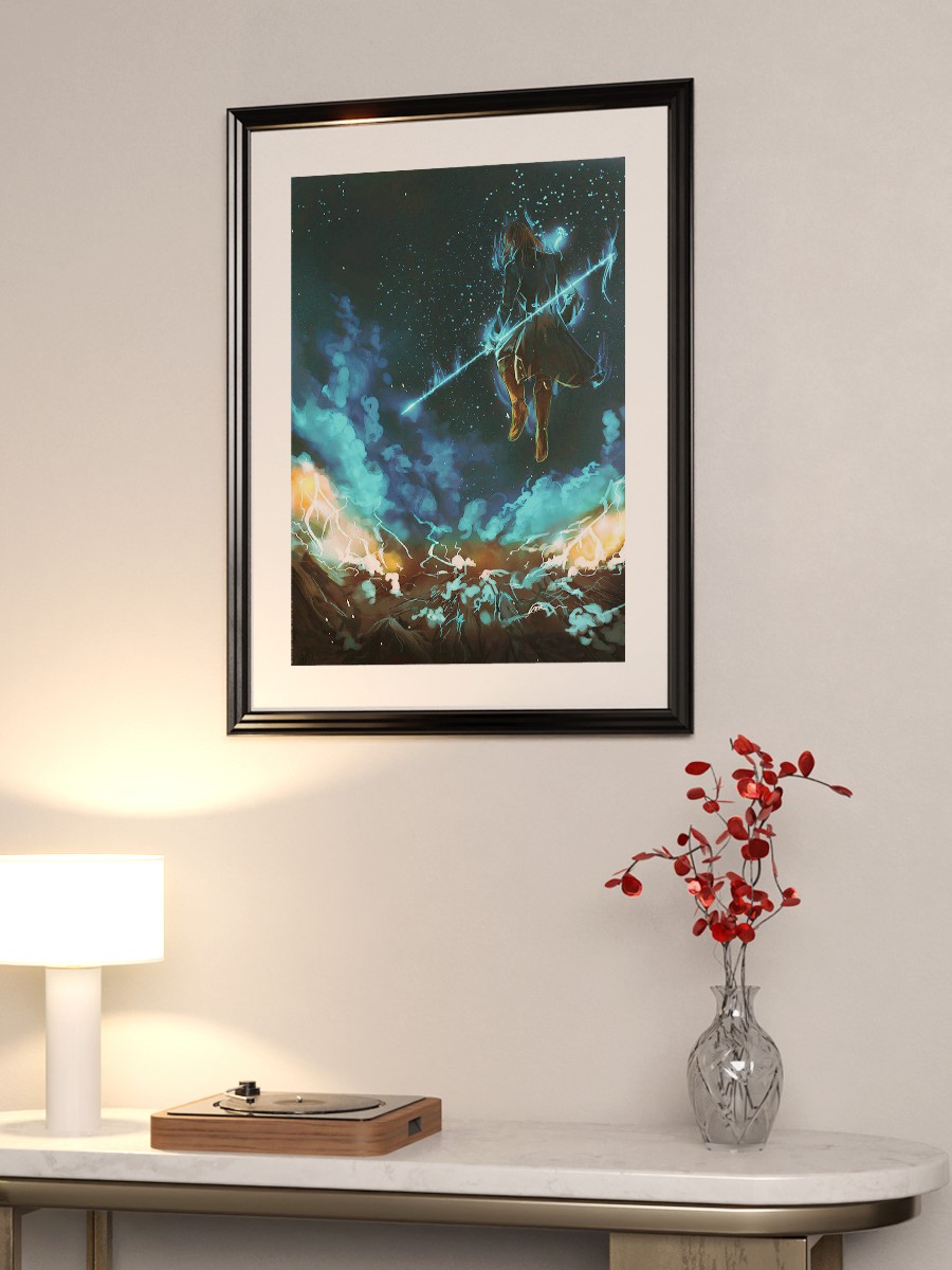 Flying Over The Hill Anime Poster Çerçevesiz Yüksek Kalite Anime Duvar Poster