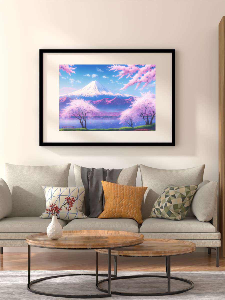 Fuji Mount sakura trees Anime Poster Çerçevesiz Yüksek Kalite Anime Duvar Poster