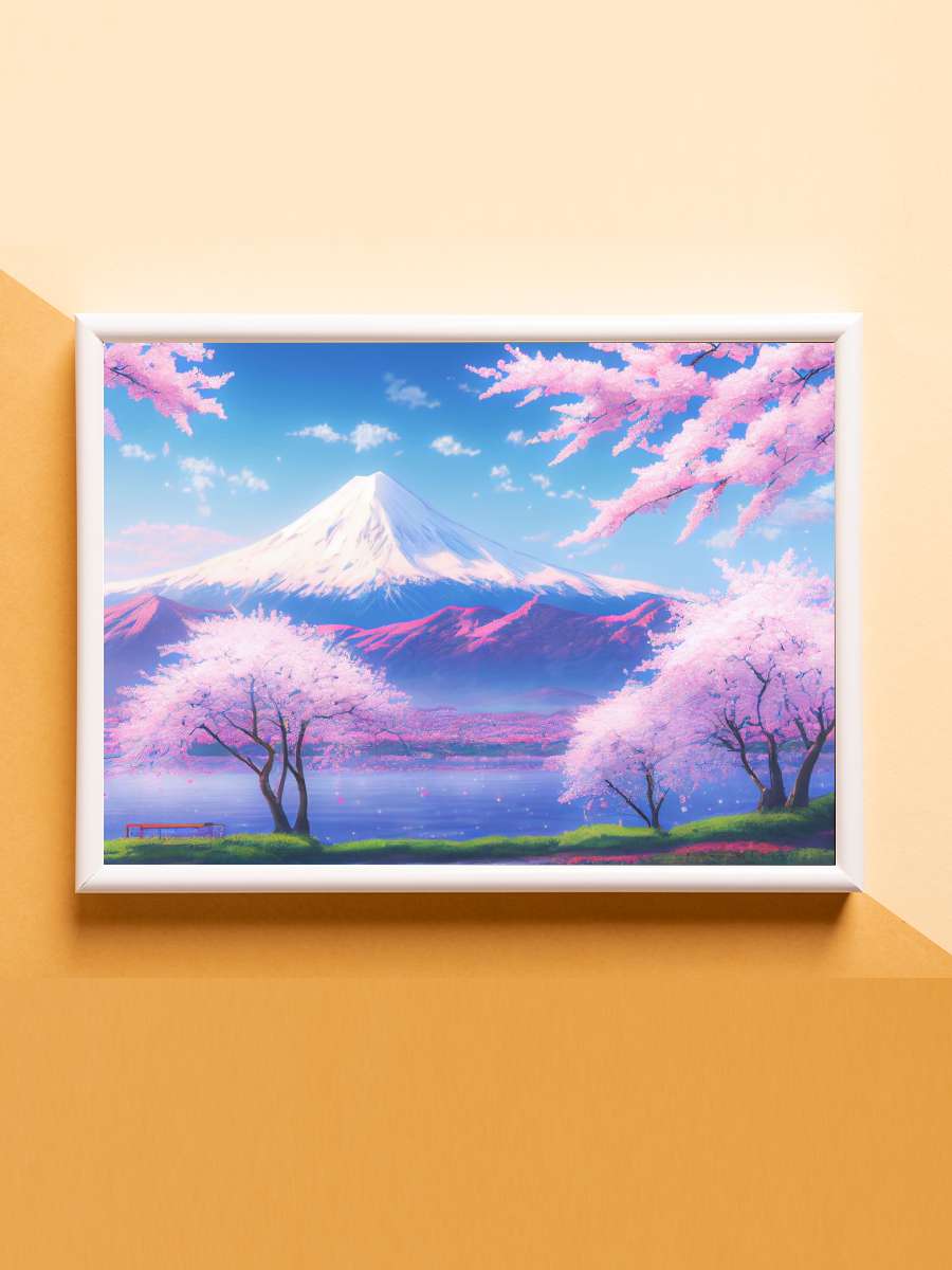 Fuji Mount sakura trees Anime Poster Çerçevesiz Yüksek Kalite Anime Duvar Poster