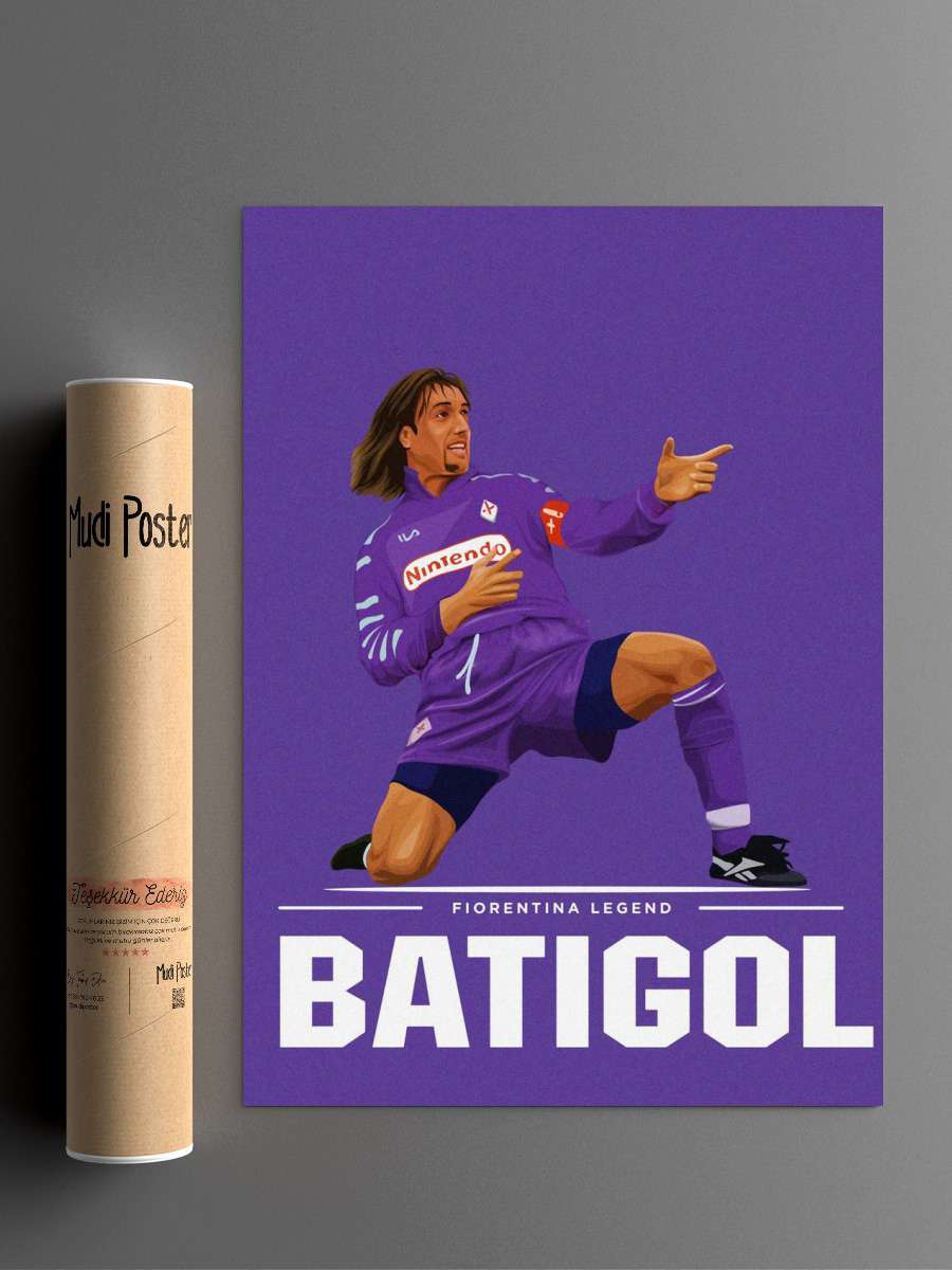 Gabriel Batistuta Batigol Futbol Poster Çerçevesiz Yüksek Kalite Futbolcu Duvar Poster