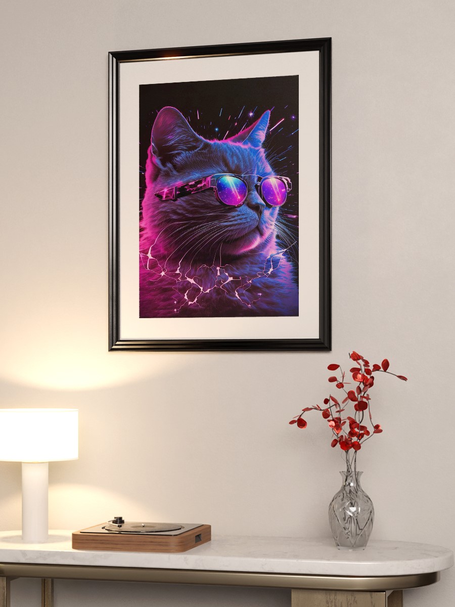 Gaming Cat  Anime Poster Çerçevesiz Yüksek Kalite Anime Duvar Poster