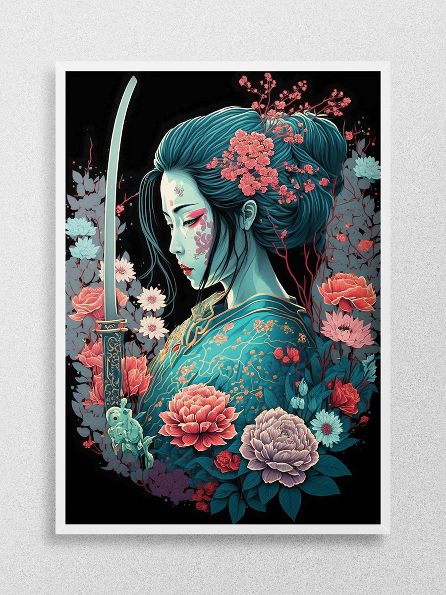 Geisha Samurai Anime Poster Çerçevesiz Yüksek Kalite Anime Duvar Poster
