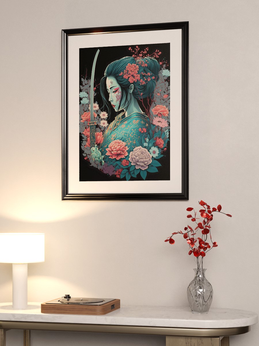Geisha Samurai Anime Poster Çerçevesiz Yüksek Kalite Anime Duvar Poster