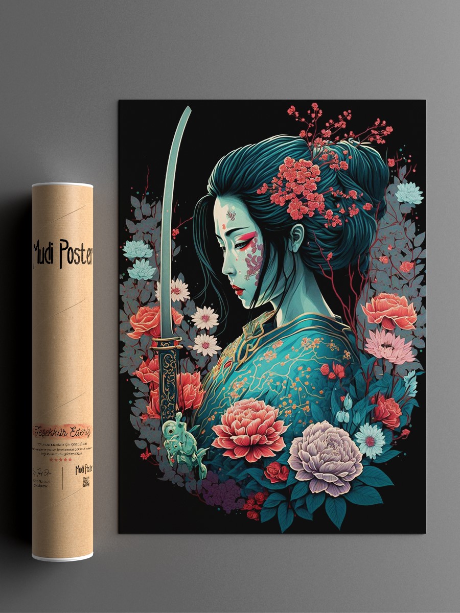 Geisha Samurai Anime Poster Çerçevesiz Yüksek Kalite Anime Duvar Poster