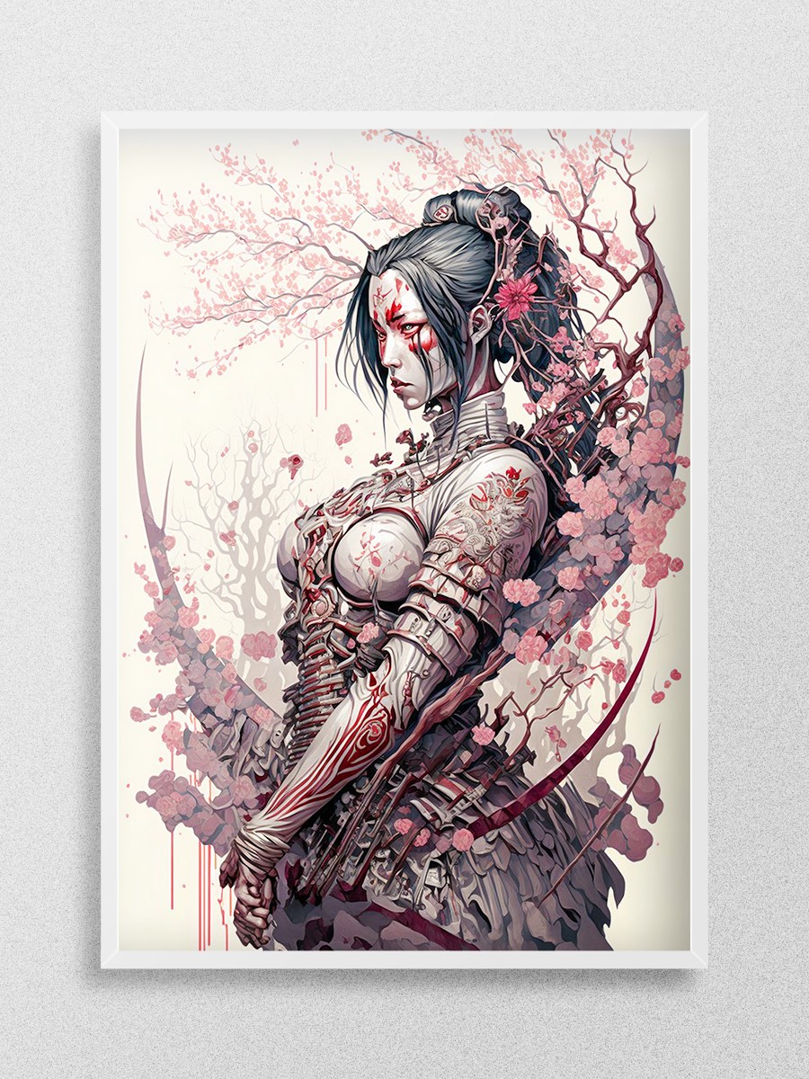 Geisha Samurai Anime Poster Çerçevesiz Yüksek Kalite Anime Duvar Poster