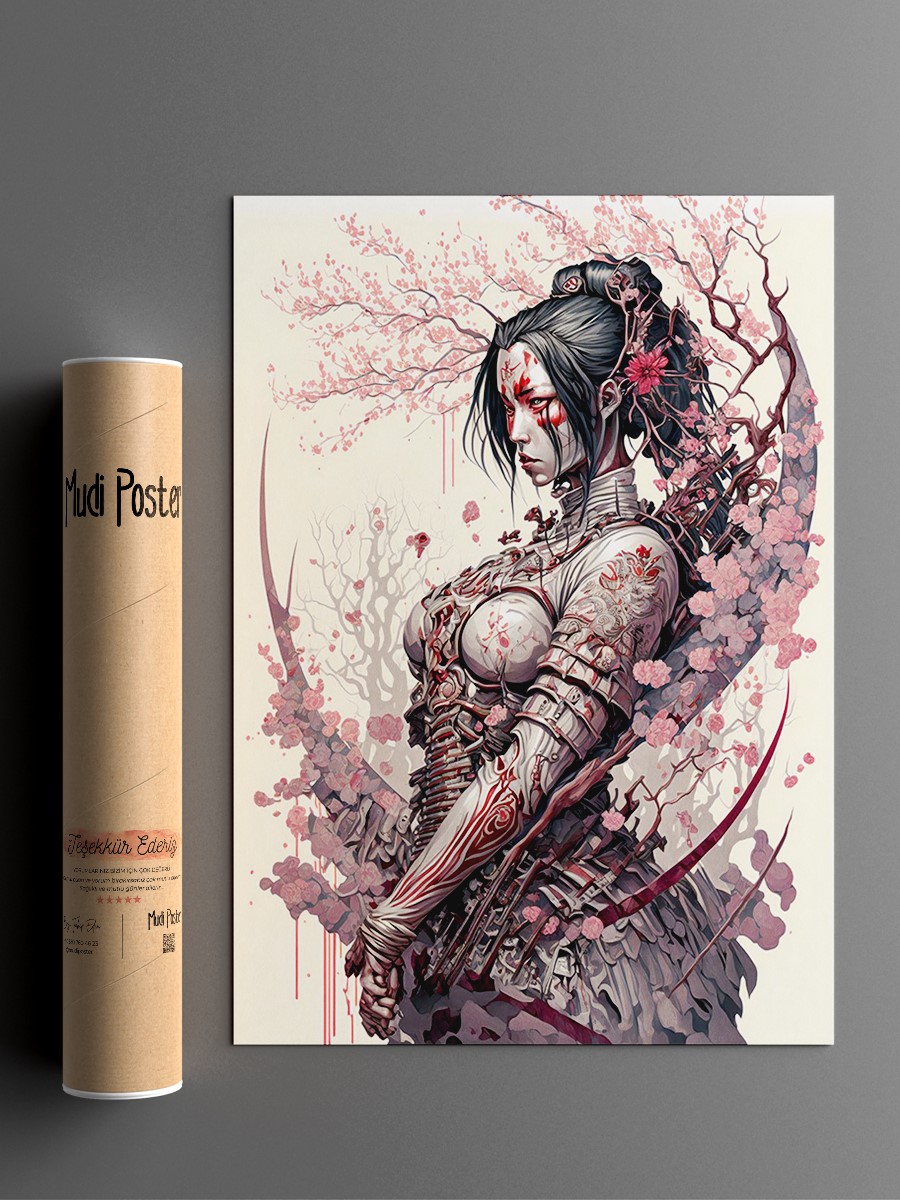 Geisha Samurai Anime Poster Çerçevesiz Yüksek Kalite Anime Duvar Poster