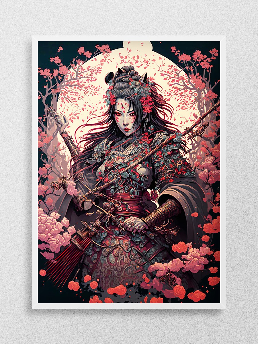 Geisha Samurai Anime Poster Çerçevesiz Yüksek Kalite Anime Duvar Poster