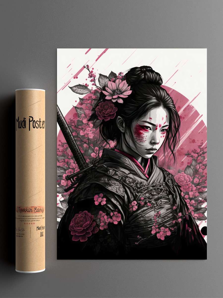 Geisha Samurai Anime Poster Çerçevesiz Yüksek Kalite Anime Duvar Poster