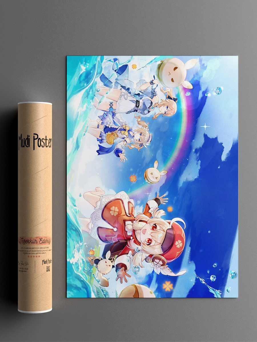 Genshin Impact 2021 E Anime Poster Çerçevesiz Yüksek Kalite Anime Duvar Poster