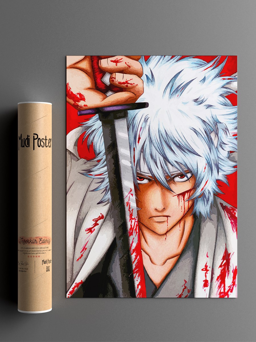 Gintoki Sakata Anime Poster Çerçevesiz Yüksek Kalite Anime Duvar Poster