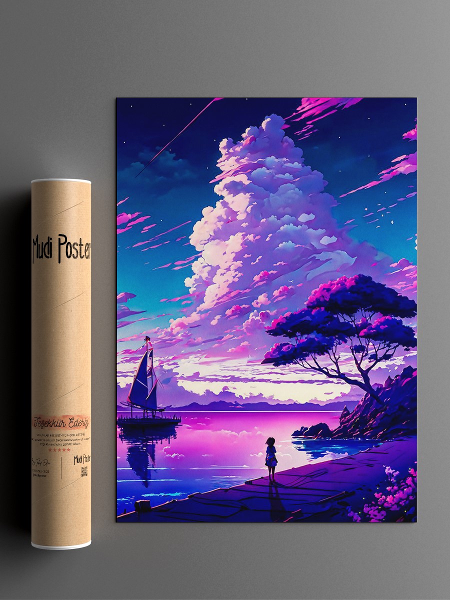 Girl at the sea Anime Poster Çerçevesiz Yüksek Kalite Anime Duvar Poster