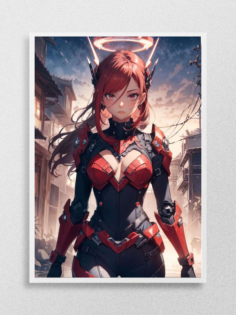 Girl in cyber armor Anime Poster Çerçevesiz Yüksek Kalite Anime Duvar Poster