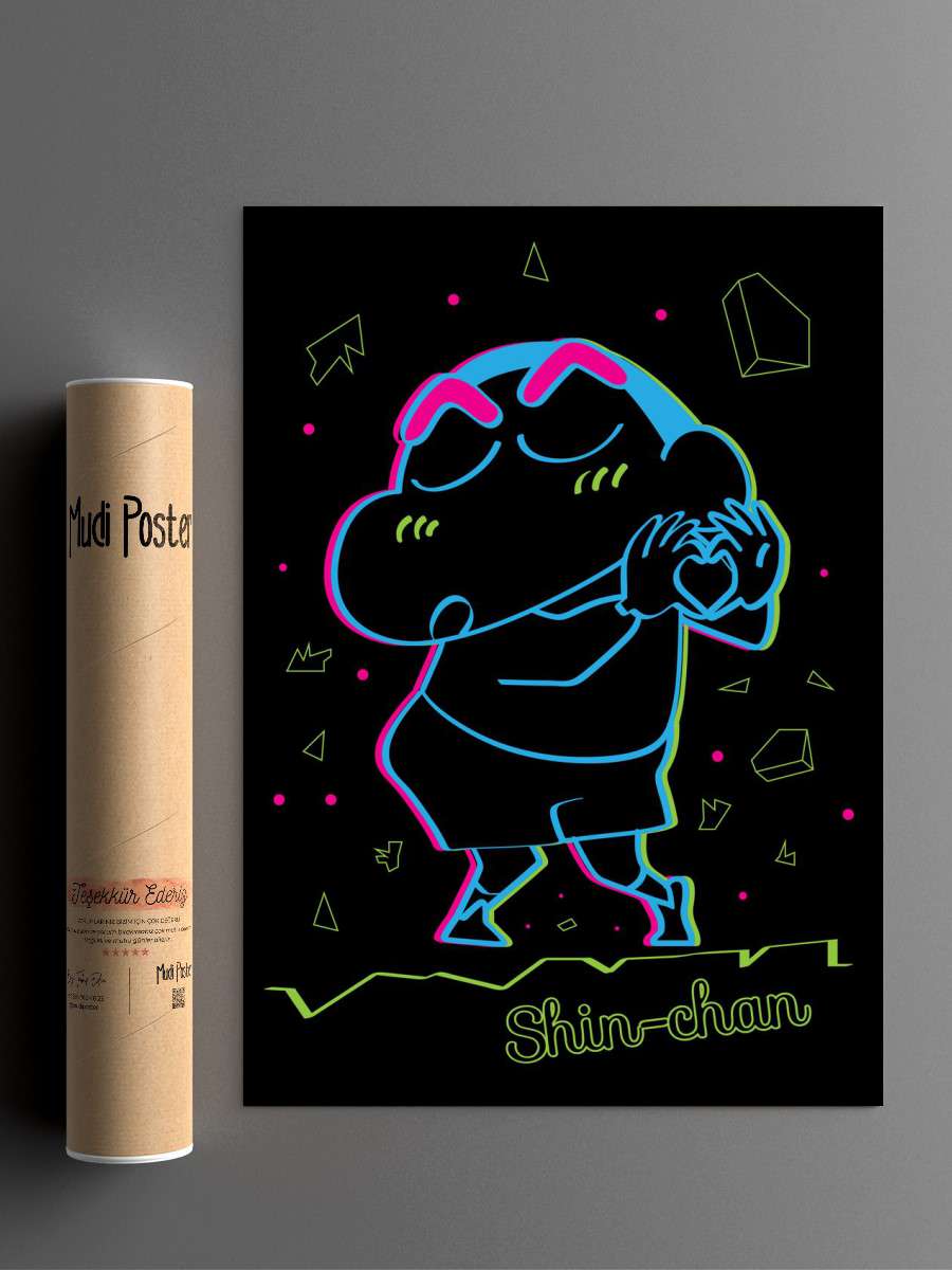 glow Shin Chan Anime Poster Çerçevesiz Yüksek Kalite Anime Duvar Poster