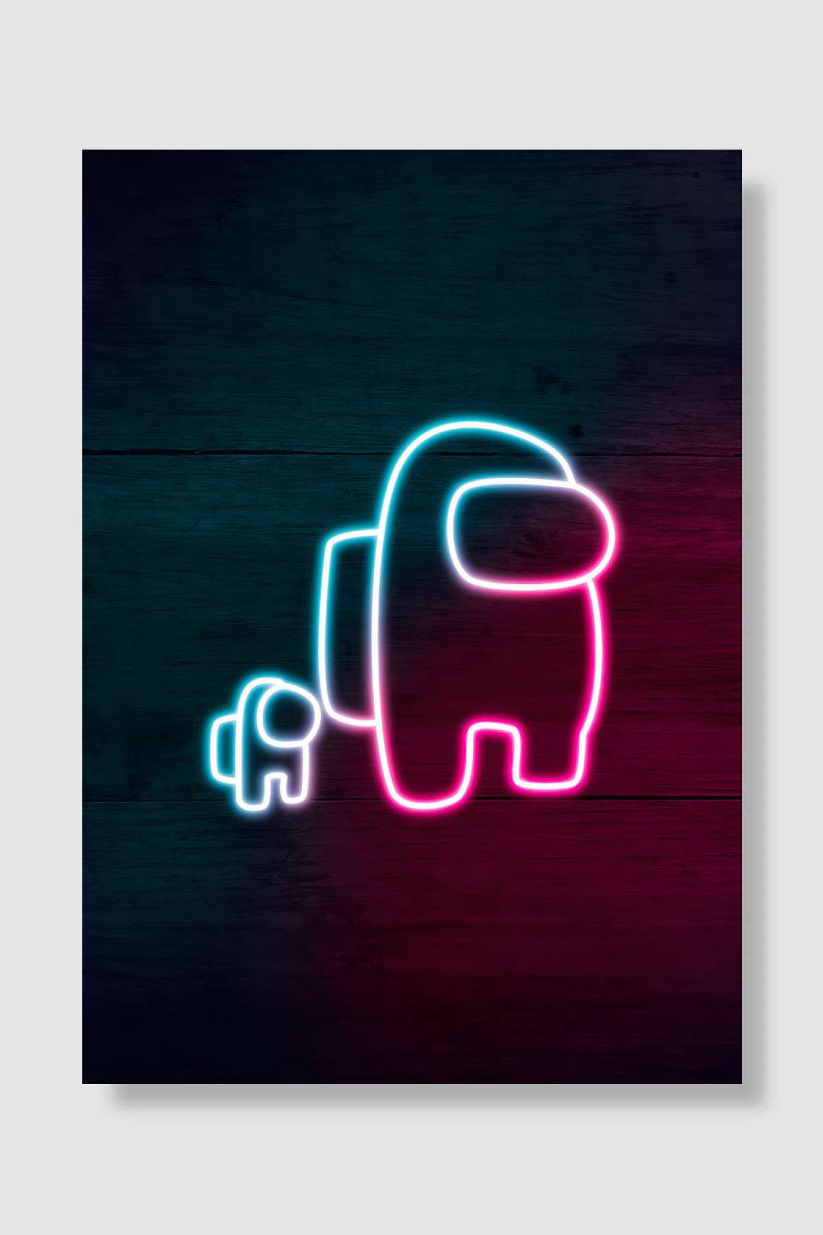 Among Us and Son Neon Glow Oyun Poster Çerçevesiz Yüksek Kalite Oyun Afiş Duvar Poster